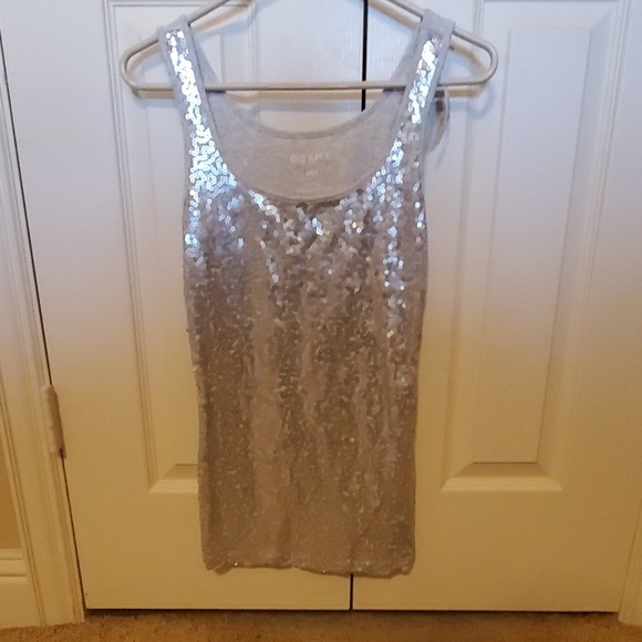 Very cute gray sleeveless shirt with sequins - Picture 1 of 4